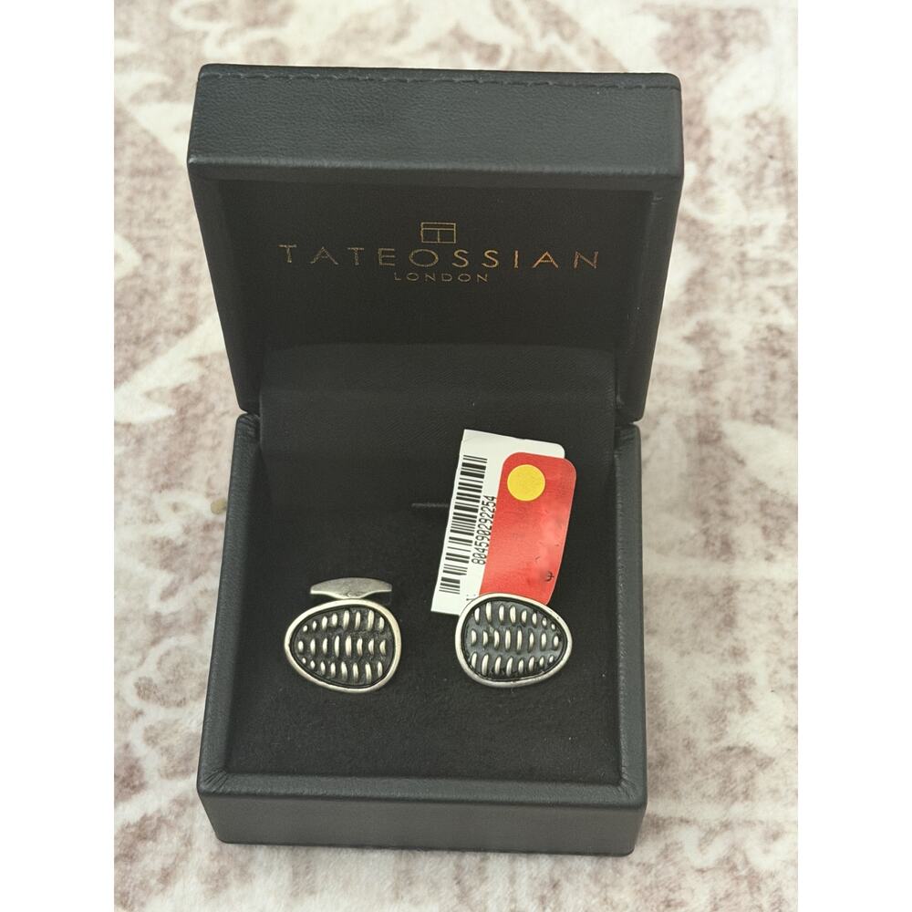 $550 NIB Men's Tateossian Oxidised Sterling Silver & Trilobites Cufflinks
